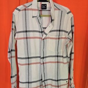 Plaid Textured Button-Up Shirt